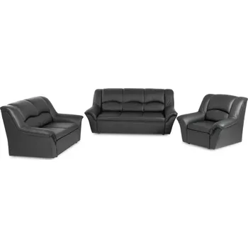 Sedací souprava Kožená sedací souprava DUBAJ LUX 3+2+1, černá (u-70)