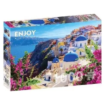 Puzzle Puzzle Santorini s květinami, Řecko 1000 dílků - neuveden