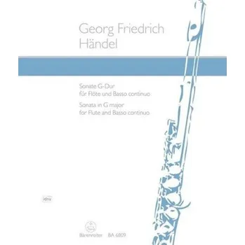 Georg Friedrich Händel: Sonata in G major (noty na příčnou flétnu, basso continuo)