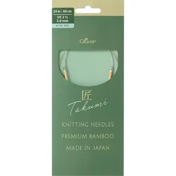 Jehlice Clover kruhové otočné fixní jehlice Pro Takumi 60cm 3mm (Clover Circular knitting needles PRO Takumi)