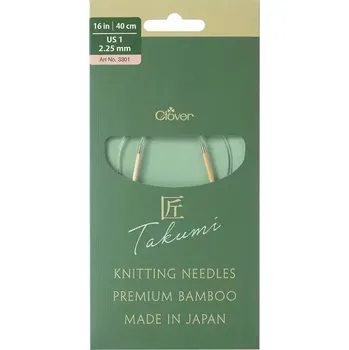 Jehlice Clover kruhové otočné fixní jehlice Pro Takumi 40cm 2,25mm (Clover Circular knitting needles PRO Takumi)