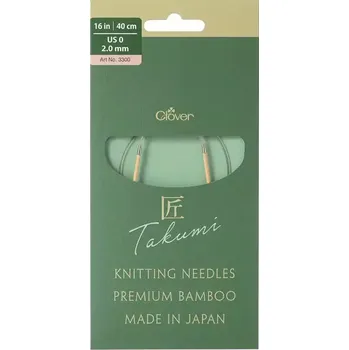 Jehlice Clover kruhové otočné fixní jehlice Pro Takumi 40cm 2mm (Clover Circular knitting needles PRO Takumi)