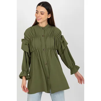 Dámská košile Och Bella Dámská košile s volánky khaki Velikost: XL