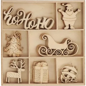 Vánoční ozdoba Dekorační dřevěné výřezy - vánoční, 35 ks