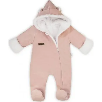 Dětský overall Oteplený kojenecký overal/kombinéza s kapucí, I Love You, pudrově růžová/bílá 74 (6-9m)