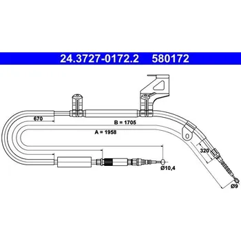 Lanko parkovací brzdy Tažné lanko, parkovací brzda ATE 24.3727-0172.2