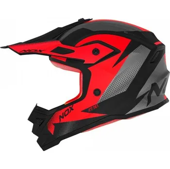 Helma na motorku Přilba N761 MX, NOX, dětská (neon červená,černá,šedá) 2025