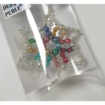 Vánoční dekorace Vánoční hvězdička Ø6cm - stříbrná/barevná