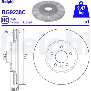Brzdový kotouč Brzdový kotouč DELPHI BG9238C