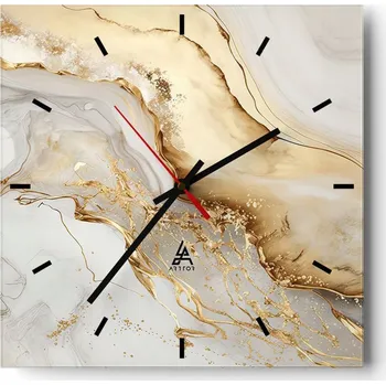 Hodiny Velké nástěnné hodiny 40x40 Mramorové skleněné hodiny Čtvercové Tiché