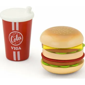 Dětské zboží Viga Dřevěný hamburger a nápoj - rychlé občerstvení