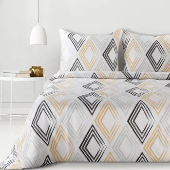 Povlečení Bavlněné saténové povlečení - bílé s geometrickým vzorem 2 díly: 1ks 140x200 + 1ks 70x80
