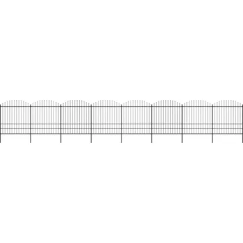 vidaXL Zahradní plot s kopím nahoře ocelový 1426 x 200 cm černý