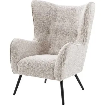 Křeslo Designové boucle ušákové křeslo Bolte v krémové barvě s prošívaným potahem 104 cm