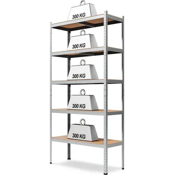 Dílenský regál Marbo regál řada STRONG II 220x90x50- Pozinkovaný Počet Políc: 5, Celková nosnost regálu: 1500 KG, Rozměr regálu: 220x90x50