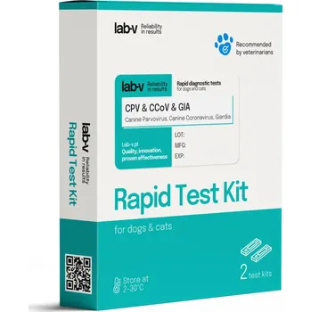 Diagnostický test Lab-V Antigen CPV & CCV & GIA - Rychlý diagnostický test pro psy 2 ks.