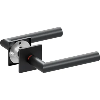 Dveřní kování Qolibri klika na dveře Smartbloc QH 1106 RHR na hranaté rozetě (černý satén) Zvolte variantu: Klika / Klika se zámkem (LEVÁ)