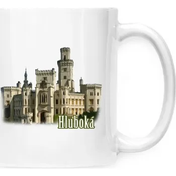 Hrnek malý bílý s potiskem Hluboká