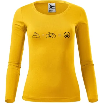 Dámské oblečení DOBRÝ TRIKO Dámské bavlněné triko Kolo a hory Velikost: L, Barva: Žlutá