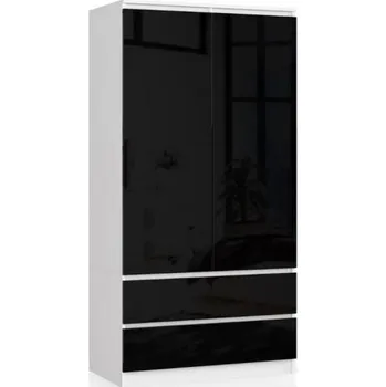 Šatní skříň Šatní skříň s otočnými dveřmi 90cm černá lesklá