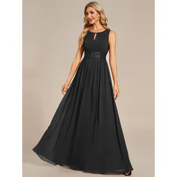 Dámské šaty Maxi dlouhé šifonové šaty pro družičky Barva: Černá, Velikost: 6XL