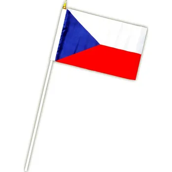 Vlajka Alfa Česká republika 14 x 21 cm na dřevěné tyčce