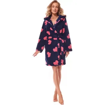 Dámské noční prádlo 2310/B002 - dámský župan L&L krátký, S, dark blue