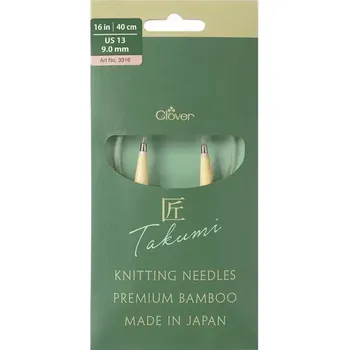 Jehlice Clover kruhové otočné fixní jehlice Pro Takumi 40cm 9mm (Clover Circular knitting needles PRO Takumi)