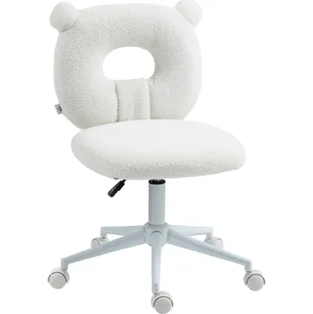 HOMCOM Dětská kancelářská židle, výškově nastavitelná kancelářská židle bez područek, otočná židle, pracovní židle, židle k počítači, bílá| Aosom