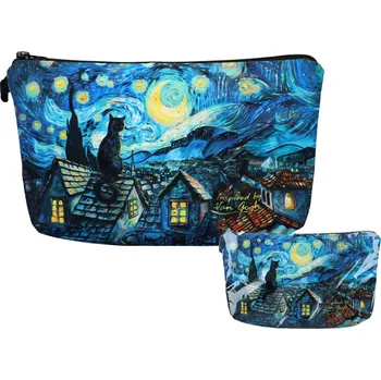 Carmani® Velká peněženka Inspirována obrazem V. van Gogha černá kočka na střeše - 14.5x10 cm