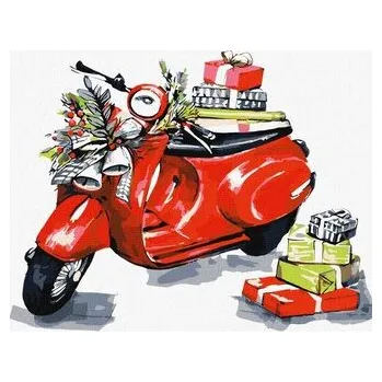 Set školních potřeb Malowanie po numerach - Świąteczny motocykl 30x30