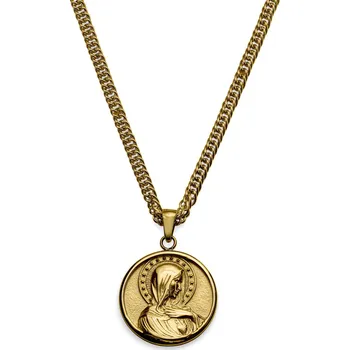 Náhrdelník Sanctus | Vintage náhrdelník Panny Marie zlaté barvy - Lucleon