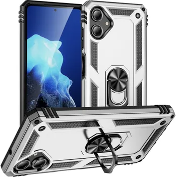 Pouzdro na mobilní telefon Armor ring obrněné ochranné pouzdro pro iPhone 16 Plus Barva: Stříbrná