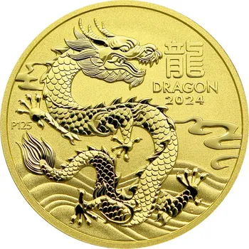 Zlatá investiční mince Year of the Dragon Rok Draka Lunární 2 Oz 2024