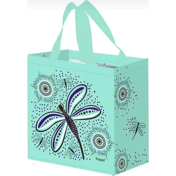 Nákupní taška Taška svačinová, nákupní mátová, Vážka 26 x 27 cm (Eko taška s vážkou)