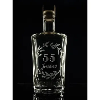 Lahev na slivovici 0,7l k 55-tinám s vlastním jménem - ručně ryté (broušené), dárková krabička, možnost jména na přání