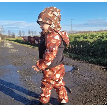 Yháček Softshellové kalhoty s beránkem Yháček, Lišky a medvědi na kaštanové Velikost: 92