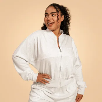 Dámská mikina GymBeam Dámská mikina Zip-Up Bliss Grey - BeastPink Velikost: XXL, Barva: Šedá