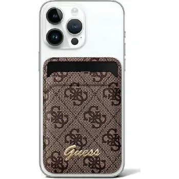 Peněženka Magnetická peněženka Guess Wallet Classic Logo Brown GUWMSHG4SHW ( Guess Wallet Card Slot Stand GUWMSHG4SHW case - brown MagSafe 4G Classic Logo)