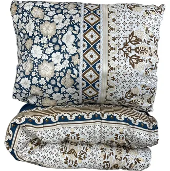 přikrývka SET Přikrývka a polštář, hnědo-modrá romance