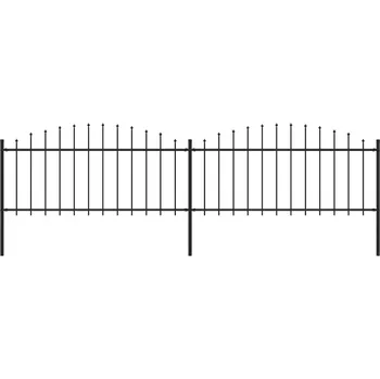 Plot vidaXL Marketos Zahradní plot s hroty ocel (0,5–0,75) x 3,4 m černý