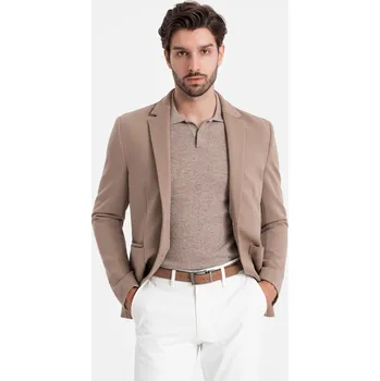 Pánské sako s kapsami - tmavě béžové V3 OM-BLZB-0127 - XXL
