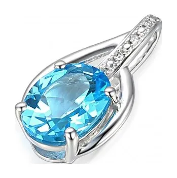 Přívěsek Gems, Diamantový přívěsek Monroe, bílé zlato s brilianty a modrým topazem, 585-38-2-4526.1B00.0.00.HSI.603.25