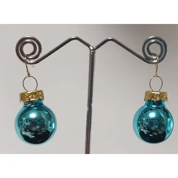 Náušnice Vánoční náušnice baňky - modrá tyrkysová matná