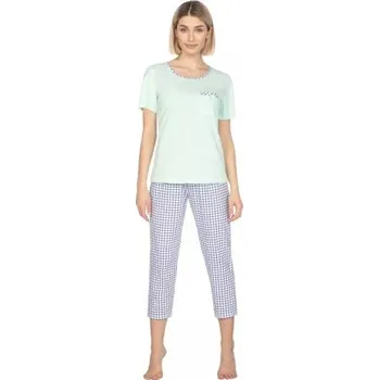 Dámské noční prádlo Dámské pyžamo 662/43 REGINA zelená mint L