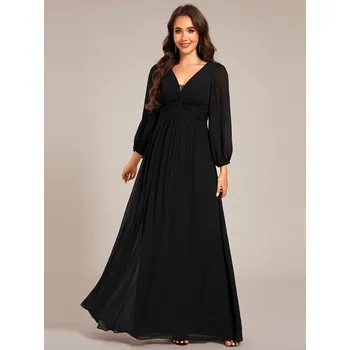 Dámské šaty Šifonové večerní šaty s výstřihem do V Barva: Černá, Velikost: S
