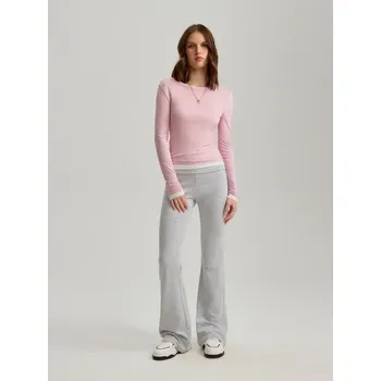 Úpletové kalhoty do zvonu - XL - House - světle šedá - 381CK-09M