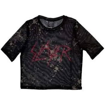 Slayer: Slayer Ladies Crop Top: Scratchy Logo (mesh) (large) L