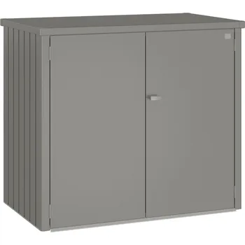 Zahradní úložný box Biohort Box na popelnici Alex DUO, šedý křemen metalíza (Dvojitý box na popelnice Biohort ALEX)