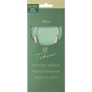 Jehlice Clover kruhové otočné fixní jehlice Pro Takumi 80cm 5mm (Clover Circular knitting needles PRO Takumi)